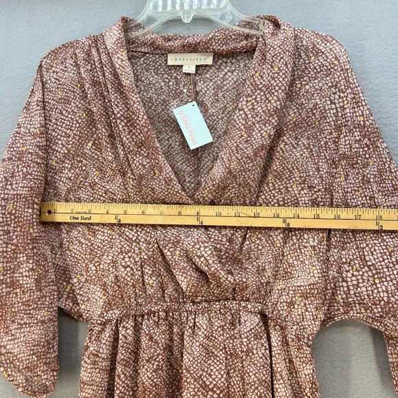 Lovestitch Wrap Dress Women's Size S Rose Gold V-neck Flowy Romantic Preppy NWT - Picture 8 of 12